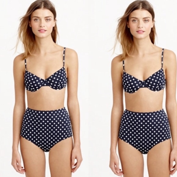 NWT 32B J. Crew Polka Dot Underwire Bikini Top - Picture 1 of 7